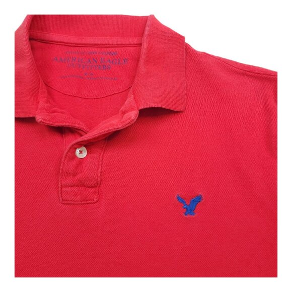 American Eagle Outfitters Mens Red Polo Shirt M 100% Cotton Short Sleeve - Picture 7 of 8